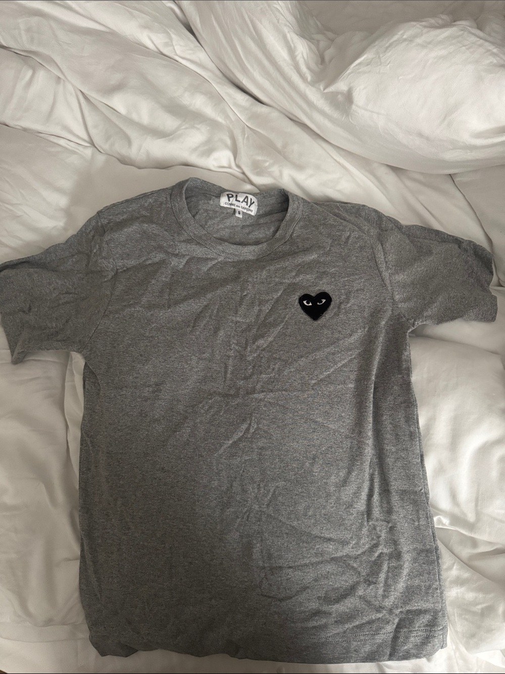 Comme des Garçons PLAY Gray Tee with Black Heart Logo